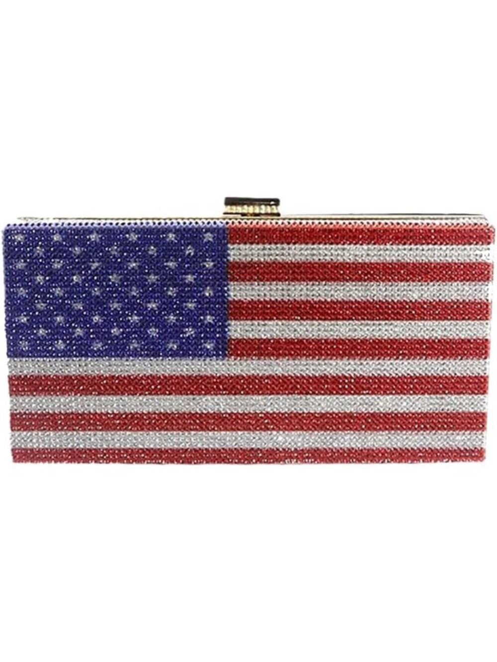 Rhinestone Evening Bag with American Flag Design, Diamond-Studded Shoulder
